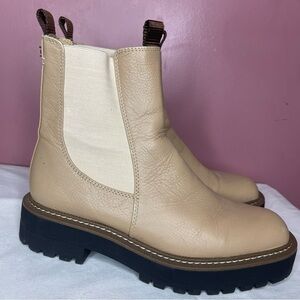 Sam Edelman Laguna Chelsea Beige Ankle Boots with Black Sole